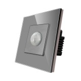 Senzor de miscare PIR Luxion LX-MP-SR01GF-GY, tip intrerupator, incastrat, rama din sticla inclusa, gri