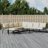 vidaXL Set mobilier de grădină cu perne nisipii, 9 piese, oțel 3187960