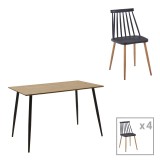 Cumpara ieftin Set dining Cuba-Aurora I, Pako World, 5 piese, Sonoma-Negru, 120x70x76 cm