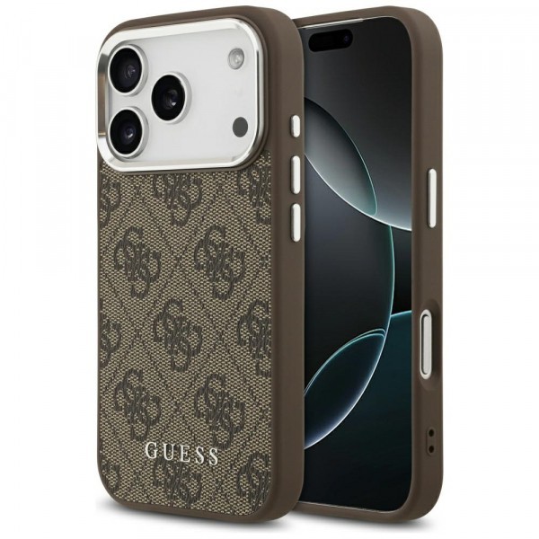 Husa MagSafe pentru Apple iPhone 17 Pro Max, Guess, 4G Classic Logo, Maro
