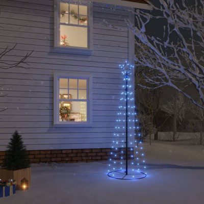 vidaXL Brad de Crăciun conic, 108 LED-uri, albastru, 70x180 cm foto