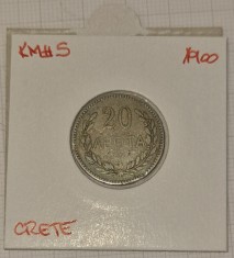 Crete Creta, 20 Lepta 1900, KM#5, destul de rara foto