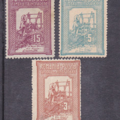 ROMANIA 1906 LP 58 TESATOAREA EMISIUNE BINEFACERE FARA GUMA 3 VALORI