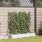 vidaXL Ghiveci Grădină cu Spalier, 3 piese, Alb, 120x40x125.5 cm, Interior/Exterior, Plastic Texturat, Dreptunghiular