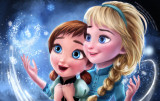Cumpara ieftin Tablou canvas Elsa si Anna, 75 x 50 cm