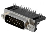 Conector D-Sub HD 26 PIN Soclu Tată 90&deg; THT, CONNFLY