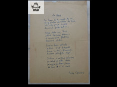 Manuscris/ Poem scris si semnat de Nina Cassian foto