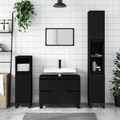 vidaXL Dulap pentru baie, negru, 80x33x60 cm, lemn compozit 831661 foto