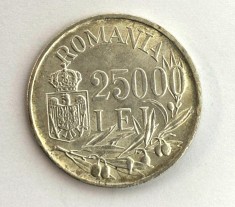 moneda din argint regele Mihai I - 25000 lei 1946 pentru colectie/botez //COMANDA MINIMA 2 MONEDE//
