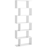 VASAGLE Biblioteca, raft cu 6 unitati de depozitare, pentru living, din lemn, 24x190x70cm, alb Household NewTrend