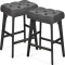 VASAGLE Set 2 scaune bar cu tapiterie piele ecologica, picioare din lemn, 44x32x66 cm, negru Household NewTrend
