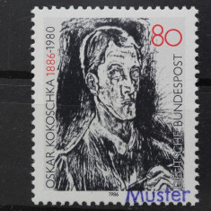 GERMANIA 1986 ANIVERSARE OSKAR KOKOSCHKA , PICTOR ,TIMBRU NESTAMPILAT