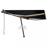 vidaXL Copertină automată cu senzor v&acirc;nt &amp; LED, antracit, 400x350 cm