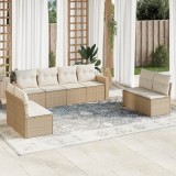 VidaXL Set canapele de grădină, 9 piese, cu perne, bej, poliratan