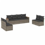 Cumpara ieftin Set canapele de gradina cu perne, 8 piese, gri, poliratan