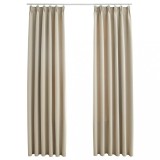 Cumpara ieftin Draperii opace cu carlige, 2 buc., bej, 140 x 225 cm