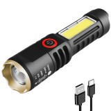 Lanterna tactica reincarcabila cu LED Genetic, cablu USB-C, 14.5 cm, impermeabil IPX4, negru