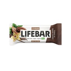 Lifebar baton cu cacao si vanilie in ciocolata raw bio 40g
