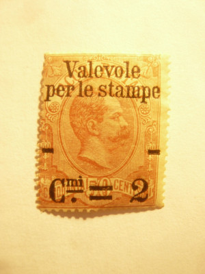 Timbru de pachete postale -Val.2Cpe50C brun roscat Italia 1890 sarniera foto