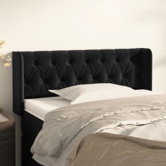 vidaXL Tăblie de pat cu aripioare negru 93x16x78/88 cm catifea