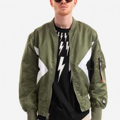 Alpha Industries geacă bomber cu două fețe x Neil Barrett MA-1 bărbați, culoarea verde, de tranziție 106120.01-green