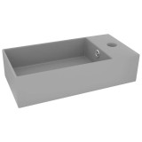 Cumpara ieftin Chiuveta de baie cu preaplin, gri deschis, ceramica