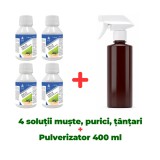 Insecticid concentrat fără miros pentru muște, purici, căpușe ploșnițe de pat Foval CE 100 ml + Pulverizator 400ml