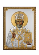 Icoana Sfantul Nicolae argintata 19x26 cm