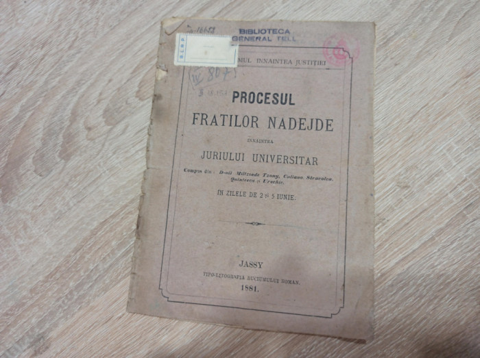 PROCESUL FRATILOR NADEJDE , 1881