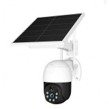 Camera de supraveghere, cu panou solar, conexiune 4G, vedere nocturna, senzor de miscare, acumulatori inclusi, dispune si de cititor de card, alb