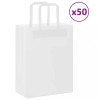 vidaXL Pungi H&acirc;rtie Albe cu M&acirc;nere, 21x11x28 cm, 50 buc, Kraft, 6kg, Cadou, Cumparaturi