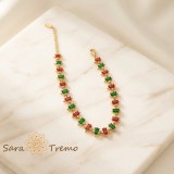 Cumpara ieftin Bratara Aurora Festiva , Bratara reglabila placata cu aur 14K cu cristale rosii si verzi