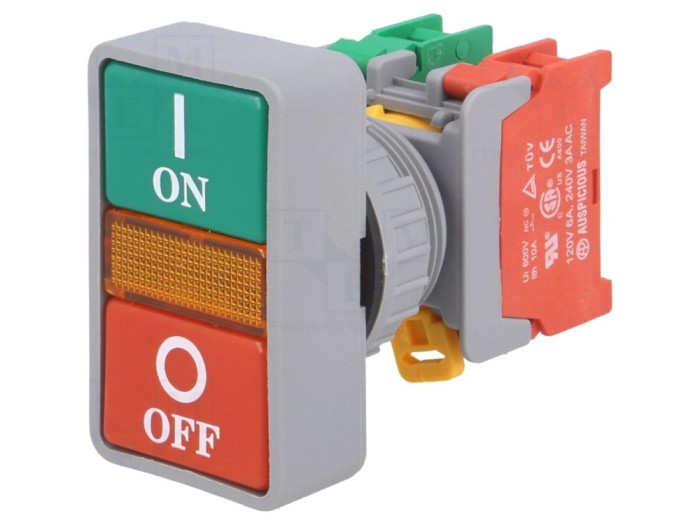 Comutator dublu 30mm IP65 roșu/verde