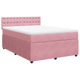 Cumpara ieftin Pat box spring cu saltea, roz, 140x200 cm, catifea