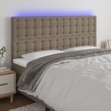 VidaXL Tăblie de pat cu LED, gri taupe, 160x5x118/128 cm, textil