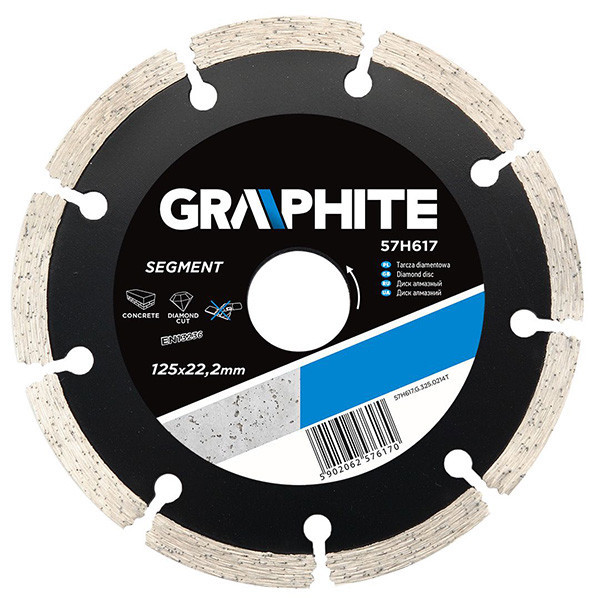 Disc diamantat segmentat pentru zidarie 125mm/22,2mm GRAPHITE 57H617 HardWork ToolsRange