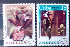 Cuba 2003 păsări flori , ciocănitoare serie 2v nestampilat mnh