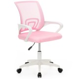 Scaun de birou ergonomic roz cu spatar mesh si &icirc;naltime reglabila