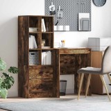 Cumpara ieftin Birou cu spațiu de depozitare cu sertar 2 pcs Stejar fumuriu