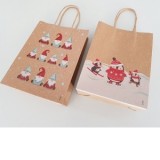Punga cadou din hartie kraft, 15x20 cm, motive Craciun, diverse modele