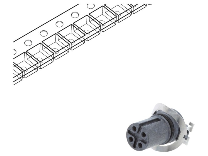 Conector M12 mamă 4-PIN pentru PCB