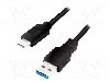 Cablu USB A mufa, USB C mufa, USB 3.0, lungime 3m, negru, LOGILINK - CU0171