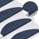 vidaXL Covorașe scări autoadezive, 15 buc., albastru, 65x22,5x3,5 cm
