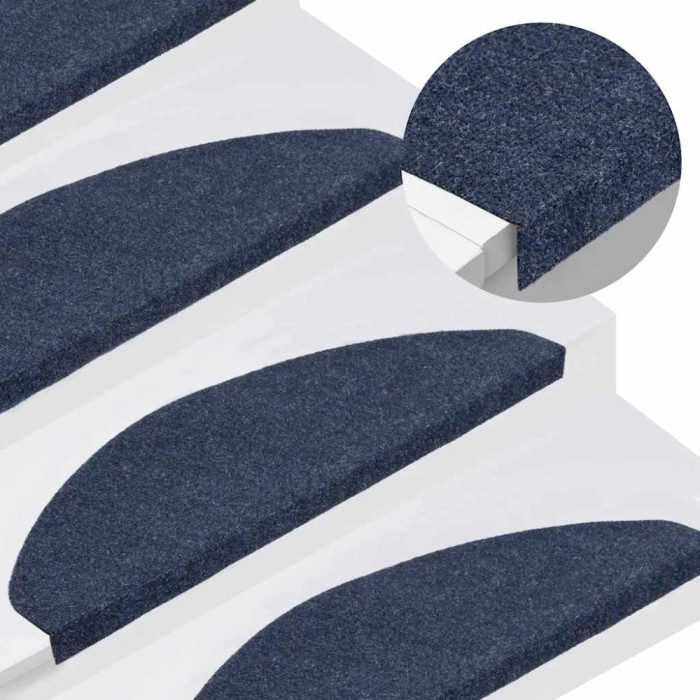 vidaXL Covorașe scări autoadezive, 15 buc., albastru, 65x22,5x3,5 cm