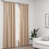 Draperii opace aspect in, cu c&acirc;rlige, 2 buc. bej, 140 x 245 cm
