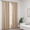 Draperii opace aspect in, cu c&acirc;rlige, 2 buc. bej, 140 x 245 cm