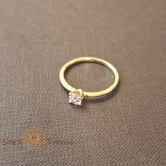 Inel clasic tip logodna cu zirconia alb - placat 14k