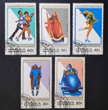 Mongolia (Монгол Шуудан) 1980 Jocuri Olimpice de Iarnă Lake Placid Lot 5v Ștampilat Ulaanbaatar - A90