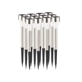 Lampa solara LED de exterior pentru gradina eMazing, dispersor normal, 0.06W, Inox, 29 cm, 12 buc
