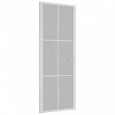 Ușă de interior, 76x201,5 cm, alb, sticlă mată și aluminiu